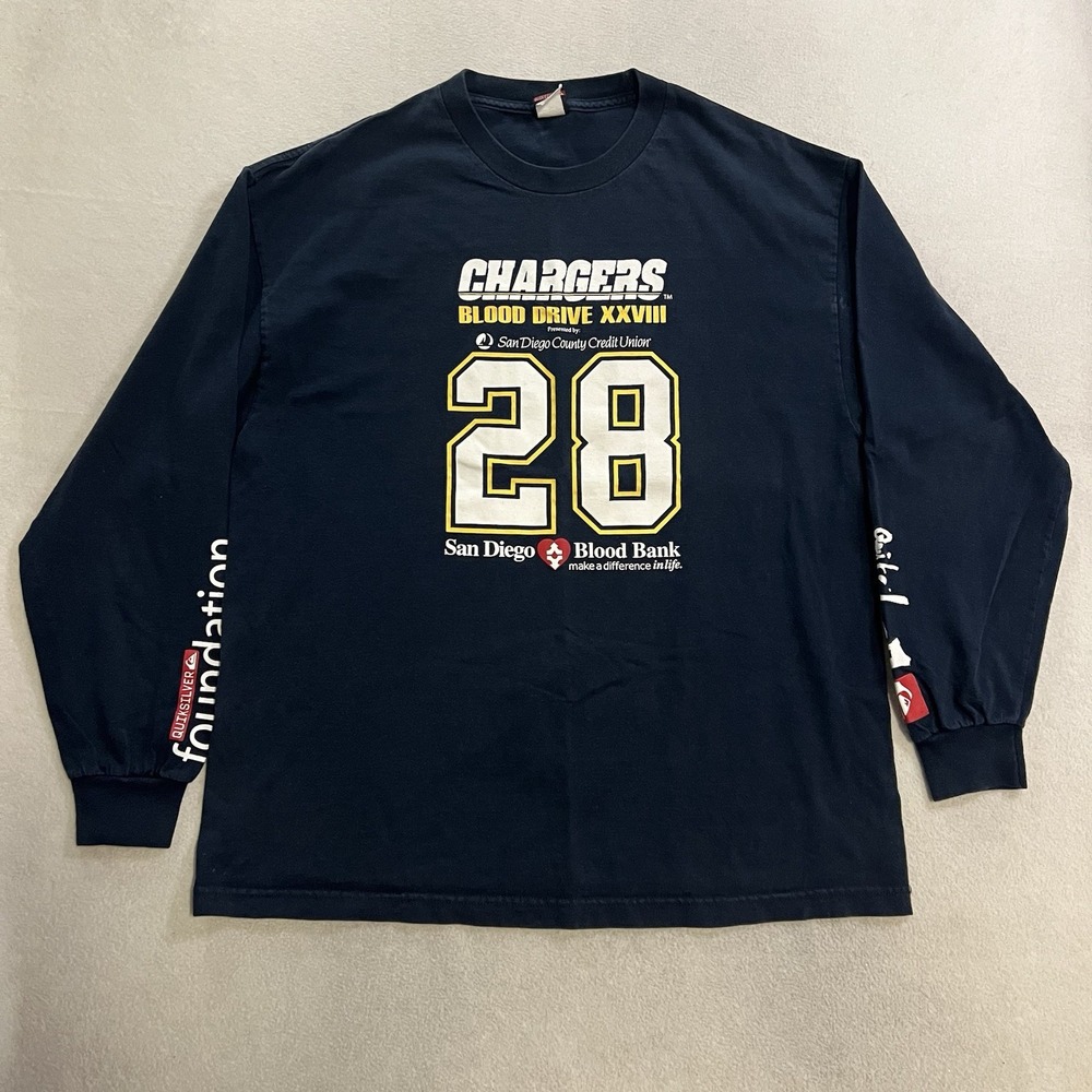 Vintage QuikSilver San Diego Chargers Blood Drive XXVIII LS T-Shirt Mens XL Blue